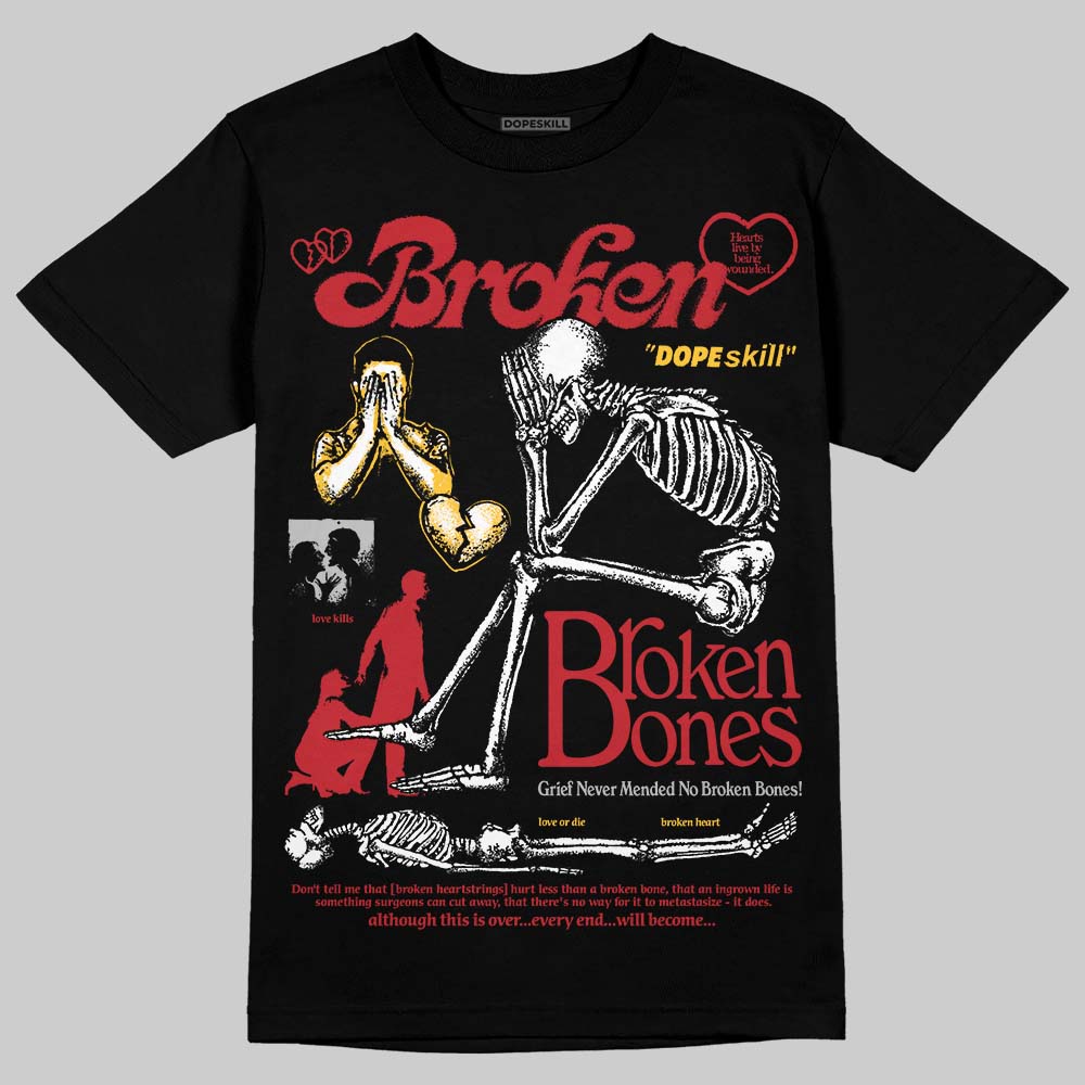 Jordan 14 Retro Ferrari (2025) DopeSkill T-Shirt Broken Bones Graphic Streetwear - Black