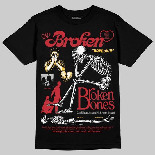 Jordan 14 Retro Ferrari (2025) DopeSkill T-Shirt Broken Bones Graphic Streetwear - Black