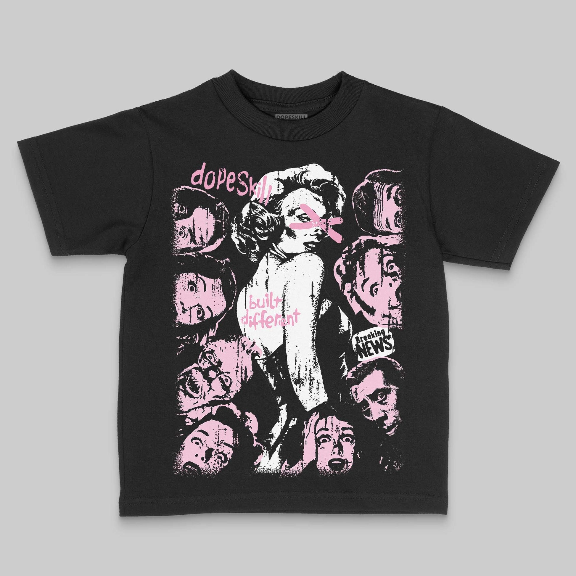 Jordan 12 GS “Pearl Pink” DopeSkill Toddler Kids T-shirt Built Different Graphic Streetwear - Black