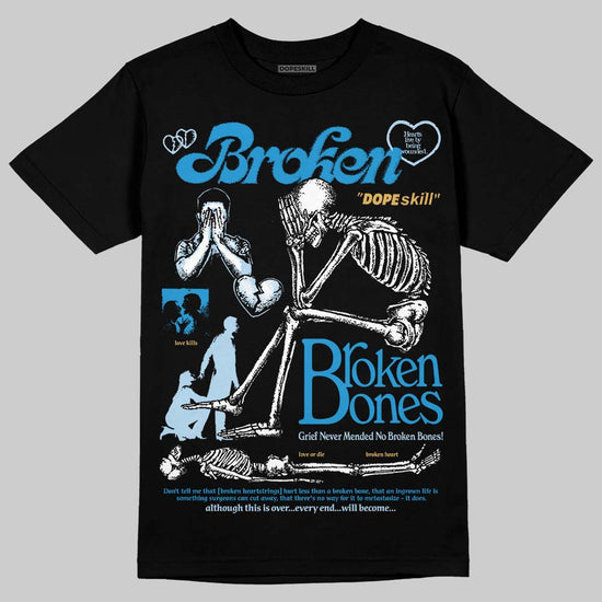 Jordan 4 Denim “Worn Blue” DopeSkill T-Shirt Broken Bones Graphic Streetwear - Black
