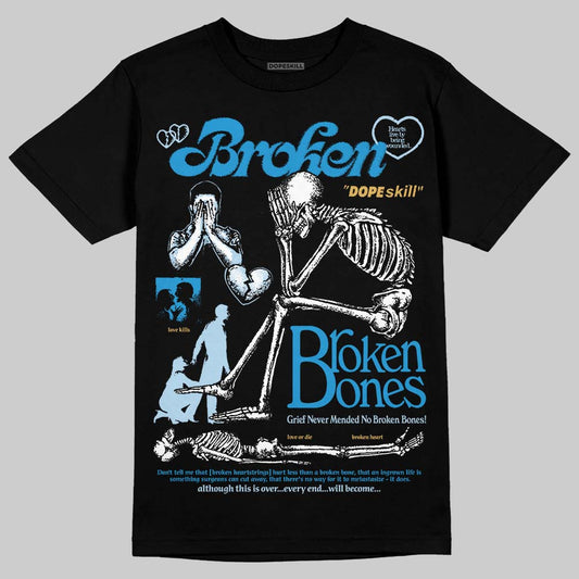 Jordan 4 Denim “Worn Blue” DopeSkill T-Shirt Broken Bones Graphic Streetwear - Black