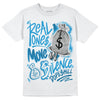 Jordan 4 Retro Military Blue DopeSkill T-Shirt Real Ones Move In Silence Graphic Streetwear - White 