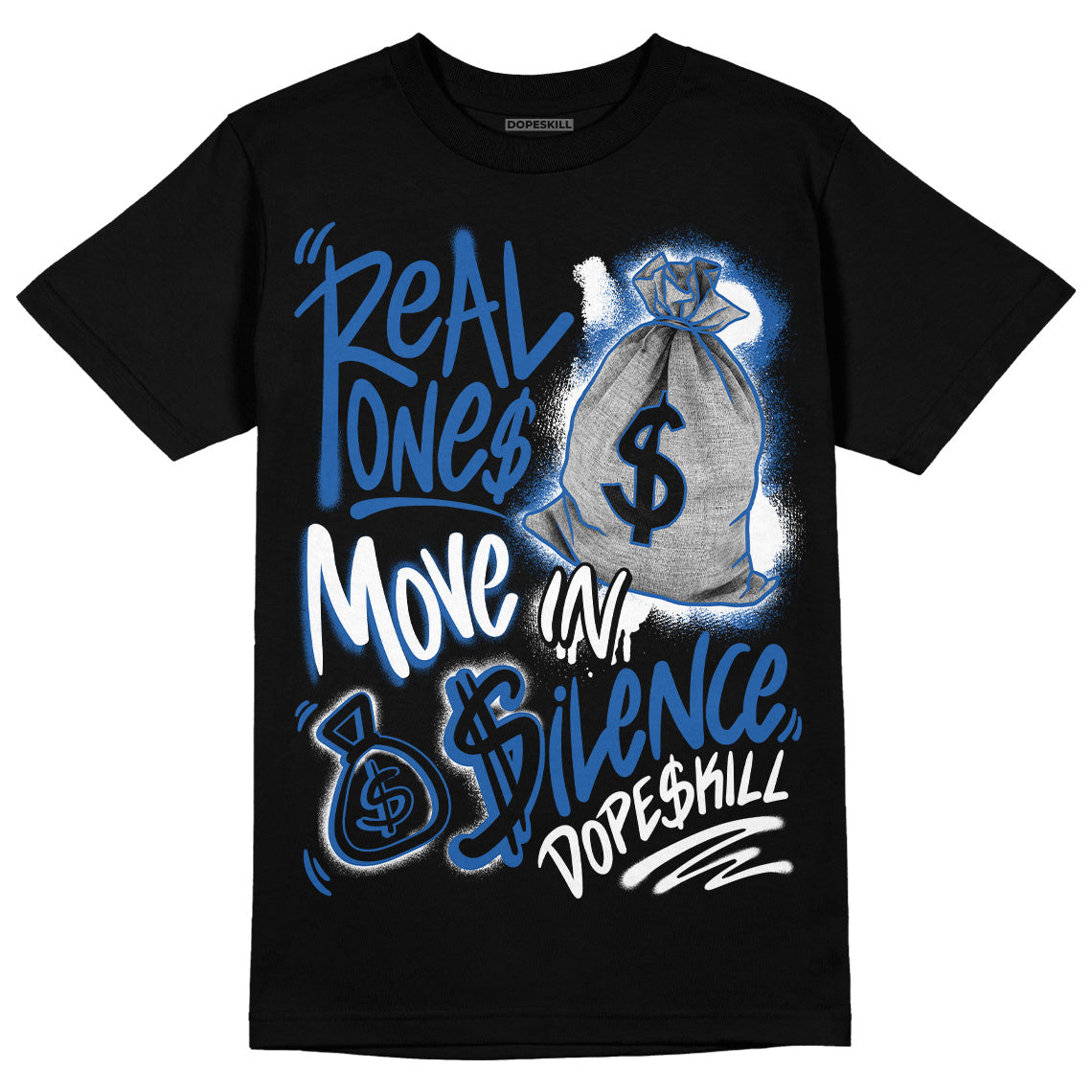 Jordan 11 Low “Space Jam” DopeSkill T-Shirt Real Ones Move In Silence Graphic Streetwear - Black