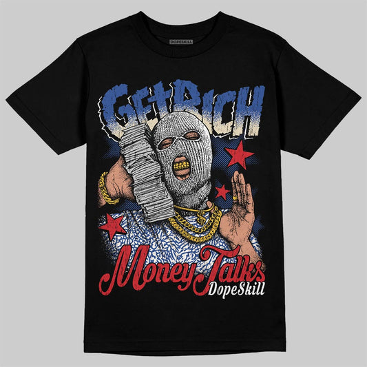 Jordan Spizike Low “Storm Blue” DopeSkill T-Shirt Get Rich Graphic Streetwear - Black