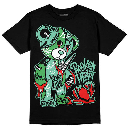 Jordan 1 High OG Green Glow DopeSkill T-Shirt Broken Heart Graphic Streetwear - Black