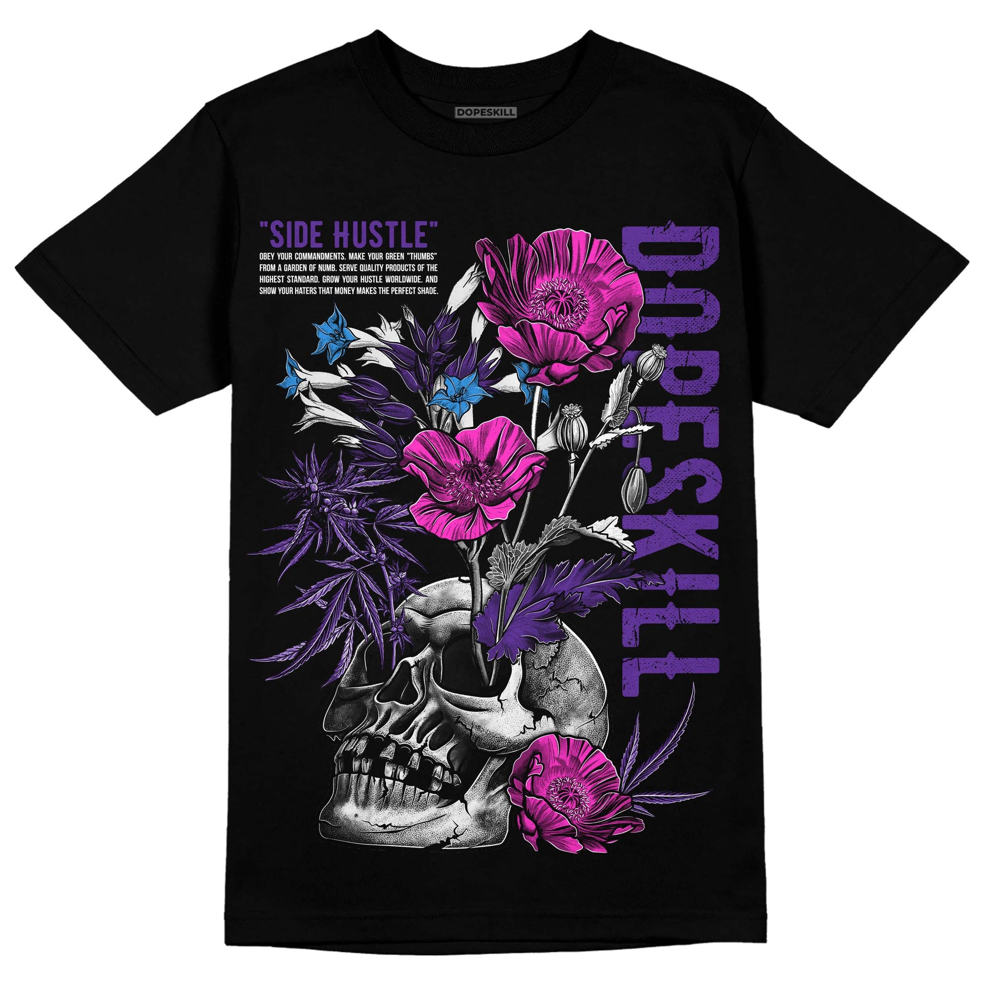 PURPLE Sneakers DopeSkill T-Shirt Side Hustle Graphic Streetwear - Black