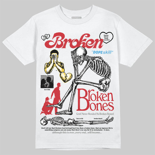 Union LA x Air Jordan 1 High OG “Chicago/Shadow” DopeSkill T-Shirt Broken Bones Graphic Streetwear - White