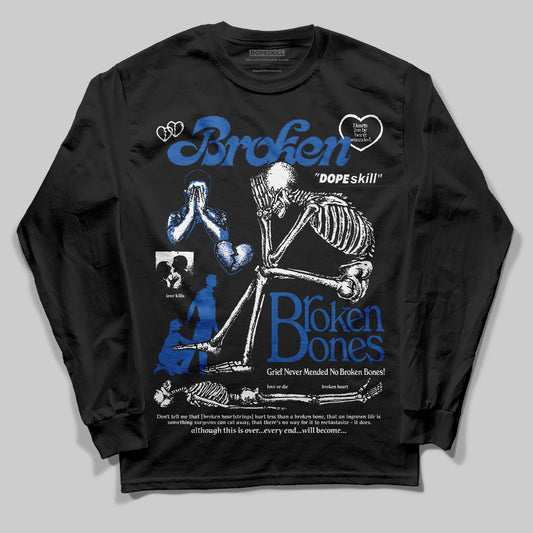 Jordan 12 “Blueberry” DopeSkill Long Sleeve T-Shirt Broken Bones Graphic Streetwear - Black