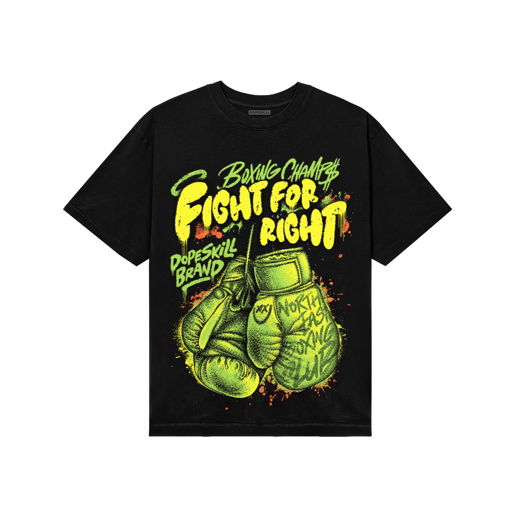 Neon Green Sneakers DopeSkill T-Shirt Fight For Right Graphic Streetwear - Black