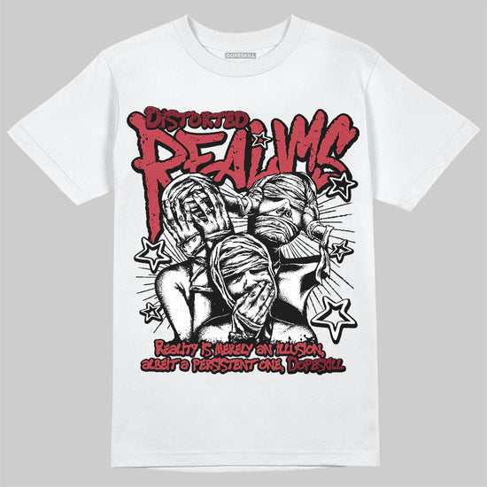 Jordan 4 “Sierra Red" DopeSkill T-Shirt Distorted Realms Graphic Streetwear - White