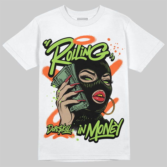 Neon Green Sneakers DopeSkill T-Shirt Rolling in Money Graphic Streetwear - White 