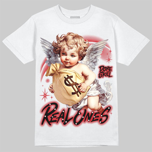 Jordan 12 Bloodline DopeSkill T-Shirt Real Ones Angel Graphic Streetwear - White 