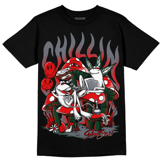 Jordan 2 White Fire Red DopeSkill T-Shirt Chillin Graphic Streetwear - Black