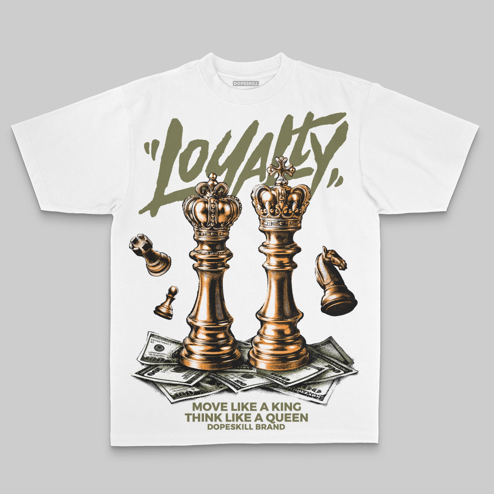 Olive Sneakers Oversize Print 'Loyalty' DopeSkill Graphic T-shirt Streetwear - White