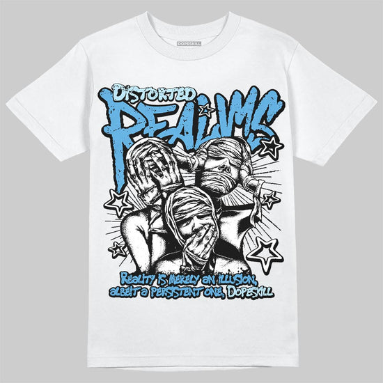 Jordan 11 Low University Blue DopeSkill T-Shirt Distorted Realms Graphic Streetwear - White