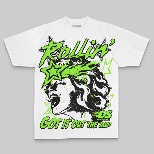 Neon Green Oversize Print Got It Out The Mud DopeSkill Graphic Premium T-shirt Streetwear - White