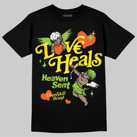 Neon Green Sneakers DopeSkill T-Shirt New Love Heals Graphic Streetwear - Black