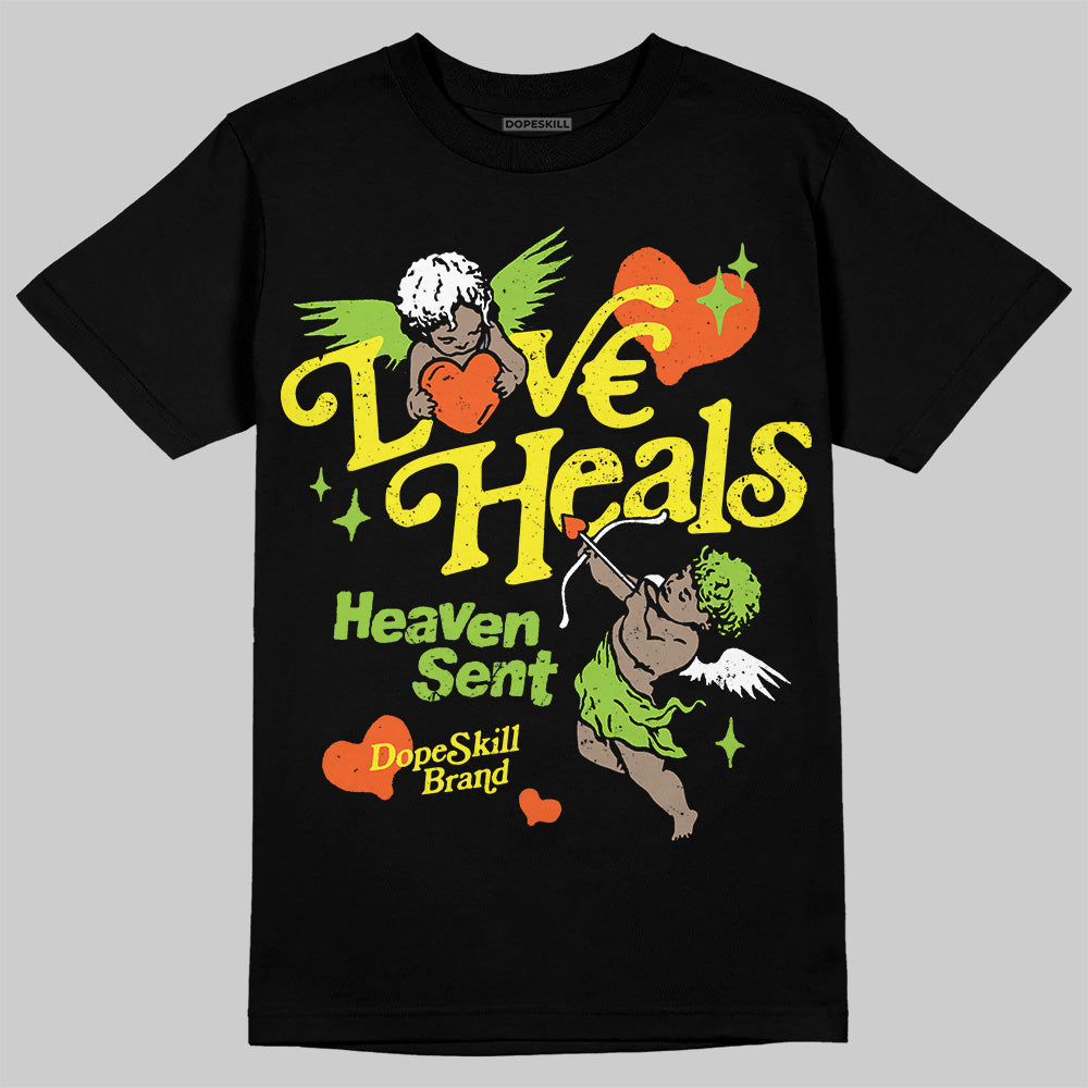 Neon Green Sneakers DopeSkill T-Shirt New Love Heals Graphic Streetwear - Black