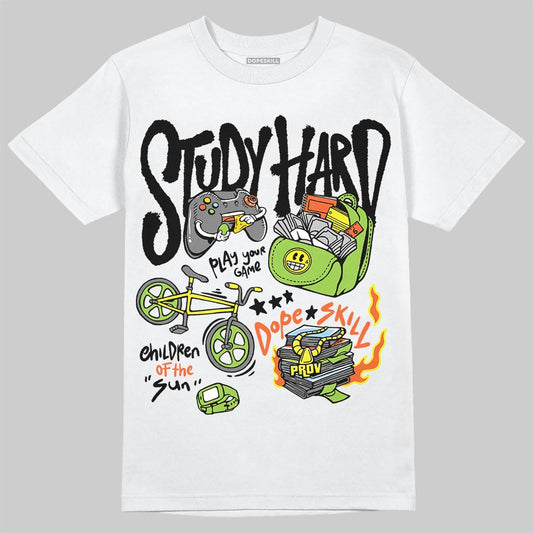 Neon Green Sneakers DopeSkill T-Shirt Study Hard Graphic Streetwear - White