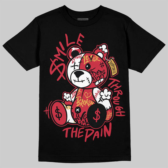 Air Diamond Turf Reverse Prime Red DopeSkill T-Shirt Smile Through The Pain Graphic Streetwear - Black