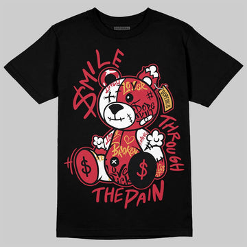 Air Diamond Turf Reverse Prime Red DopeSkill T-Shirt Smile Through The Pain Graphic Streetwear - Black