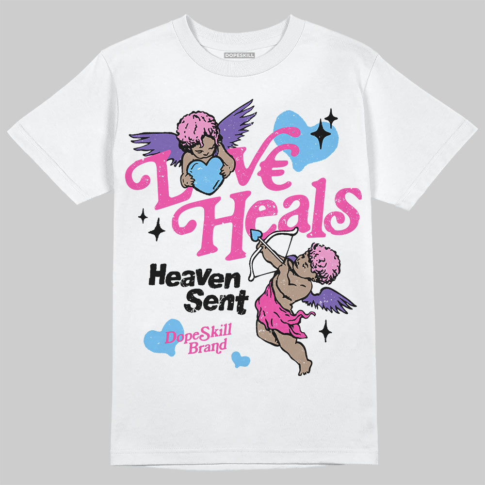Dunk Low GS “Active Fuchsia” DopeSkill T-Shirt New Love Heals Graphic Streetwear - White