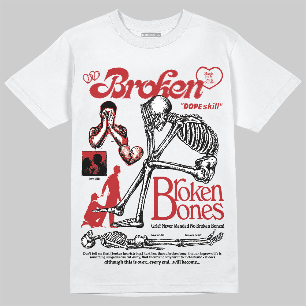 Jordan 12 Retro Flu Game (2025) DopeSkill T-Shirt Broken Bones Graphic Streetwear - White