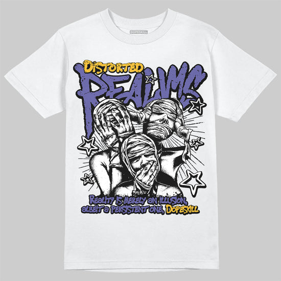 Jordan 4 Retro Lakers DopeSkill T-Shirt Distorted Realms Graphic Streetwear - White