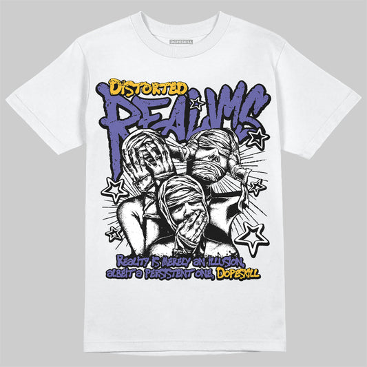 Jordan 4 Retro Lakers DopeSkill T-Shirt Distorted Realms Graphic Streetwear - White