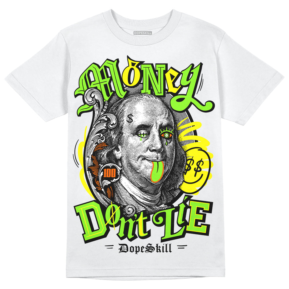 Neon Green Sneakers DopeSkill T-Shirt Money Don't Lie Graphic Streetwear - White