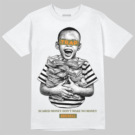 Olive Sneakers DopeSkill T-Shirt Scared Money Don't Make No Money Graphic Streetwear - White 