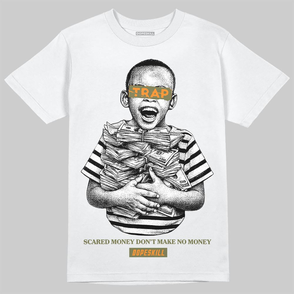 Olive Sneakers DopeSkill T-Shirt Scared Money Don't Make No Money Graphic Streetwear - White 