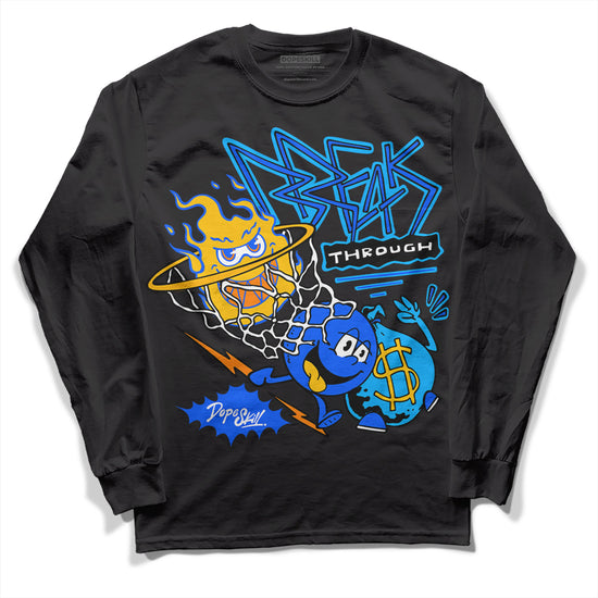 Royal Blue Sneakers DopeSkill Long Sleeve T-Shirt Break Through Graphic Streetwear - Black