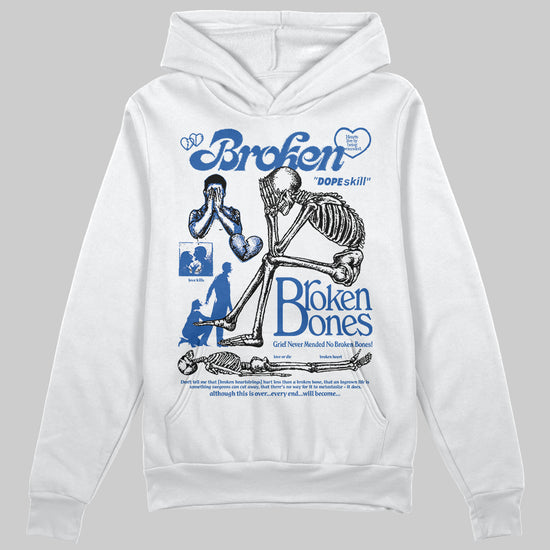 Jordan 12 “Blueberry” DopeSkill Hoodie Sweatshirt Broken Bones Graphic Streetwear - White