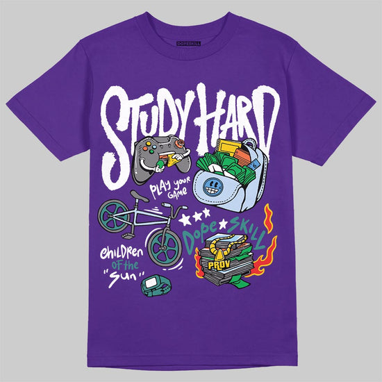 Jordan 5 OG “Grape” DopeSkill T-Shirt Study Hard Graphic Streetwear - Purple 