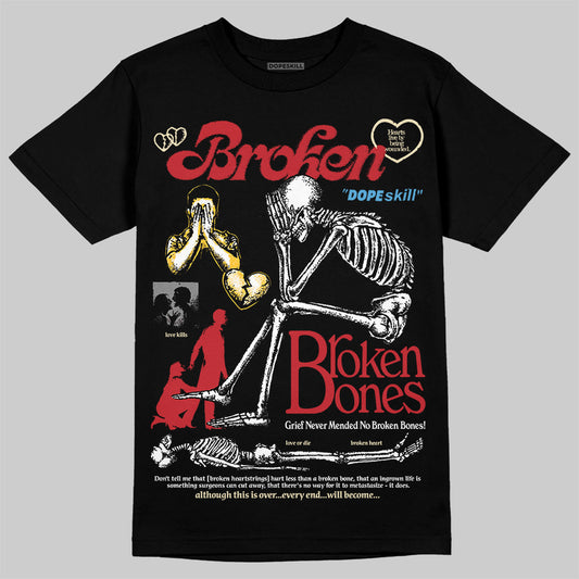 Union LA x Air Jordan 1 High OG “Chicago/Shadow” DopeSkill T-Shirt Broken Bones Graphic Streetwear - black