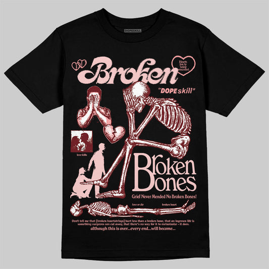 Jordan 3 Retro Valentine's Day Treat Yourself (2025) DopeSkill T-Shirt Broken Bones Graphic Streetwear - Black