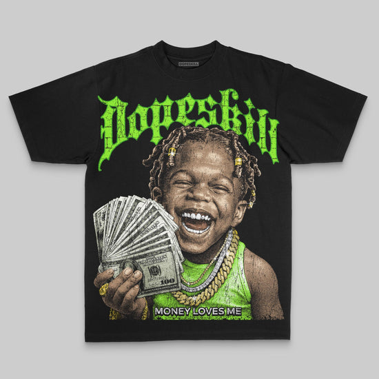 Neon Green Oversize Print Money Loves Me DopeSkill Graphic Premium T-shirt Streetwear - black