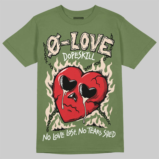 Travis Scott x Jordan 1 Medium Olive DopeSkill Olive T-shirt Crying Heart Graphic Streetwear