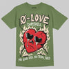 Travis Scott x Jordan 1 Medium Olive DopeSkill Olive T-shirt Crying Heart Graphic Streetwear