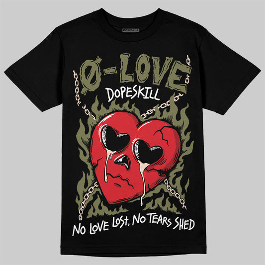 Travis Scott x Jordan 1 Medium Olive DopeSkill T-Shirt Crying Heart Graphic Streetwear - Black