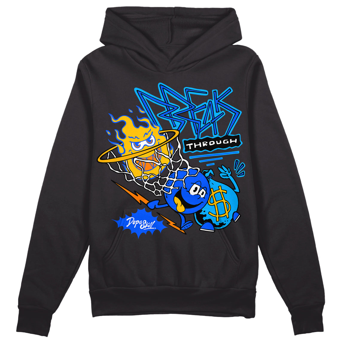 Royal Blue Sneakers DopeSkill Hoodie Sweatshirt Break Through Graphic Streetwear - Black