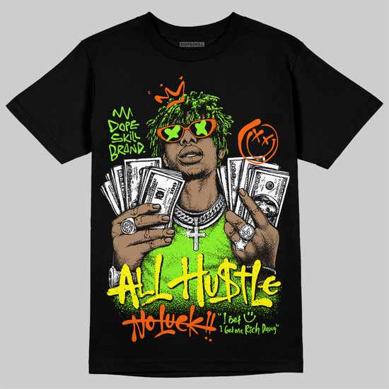 Neon Green Sneakers DopeSkill T-Shirt All Hustle No Luck Graphic Streetwear - Black