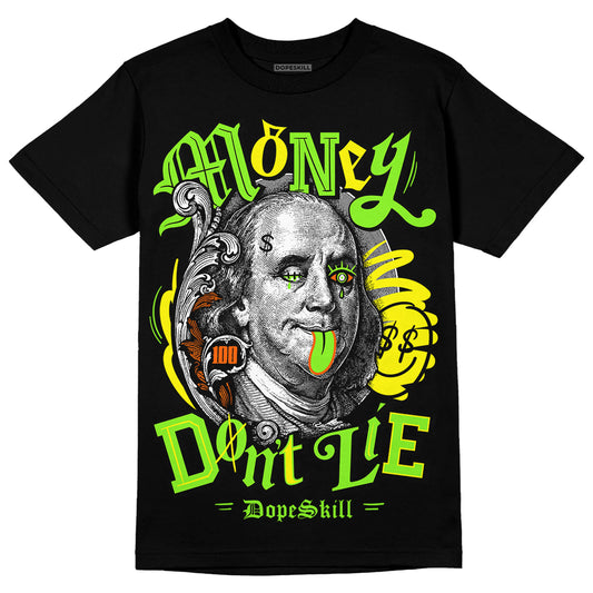 Neon Green Sneakers DopeSkill T-Shirt Money Don't Lie Graphic Streetwear - Black