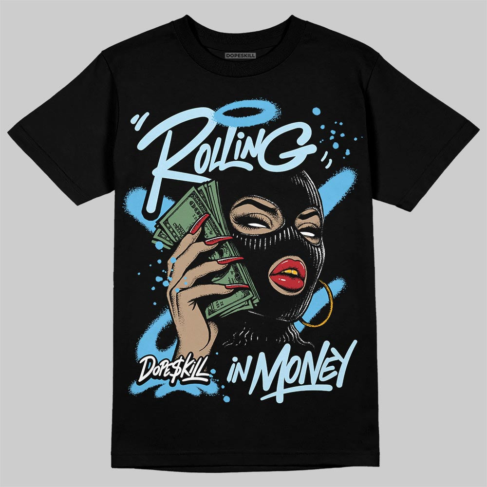 Jordan 11 Retro Legend Blue DopeSkill T-Shirt Rolling in Money Graphic Streetwear - Black