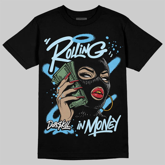 Jordan 11 Retro Legend Blue DopeSkill T-Shirt Rolling in Money Graphic Streetwear - Black