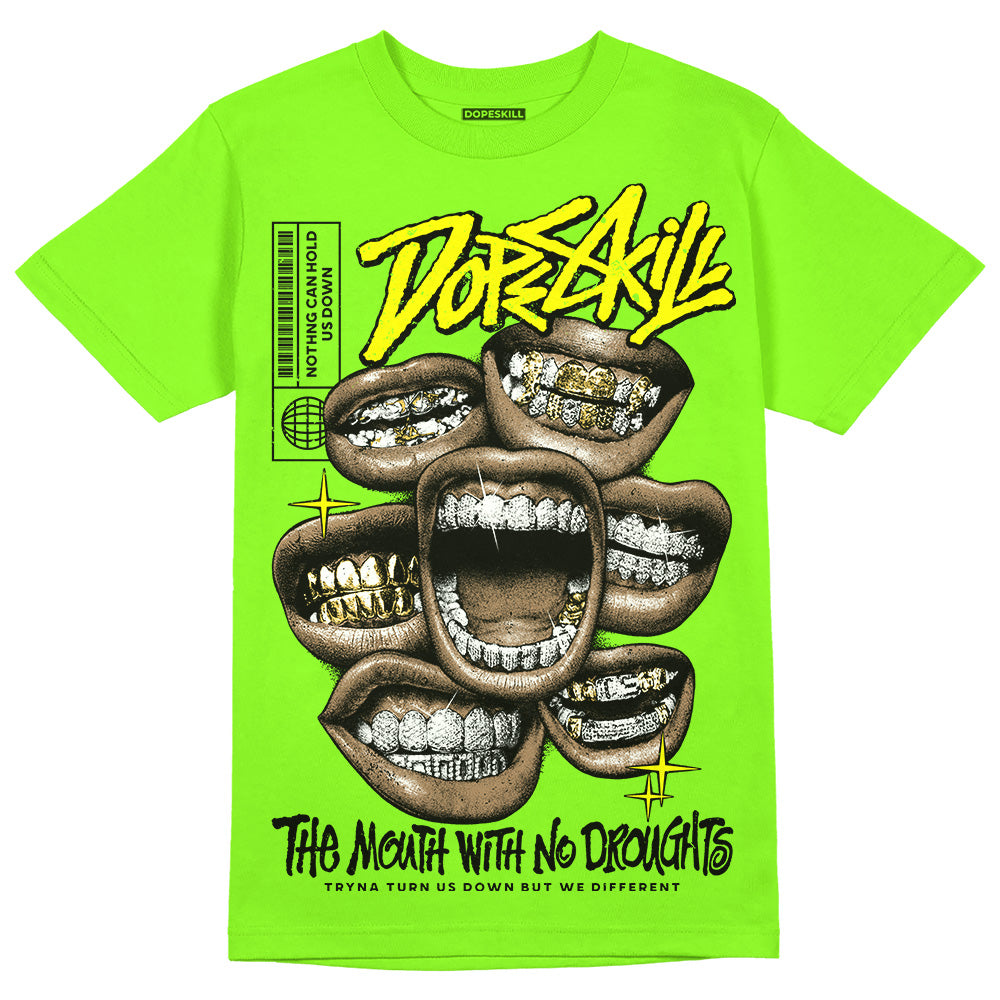 Neon Green Sneakers DopeSkill Neon Green T-Shirt The Mouth With No Droughts Graphic Streetwear