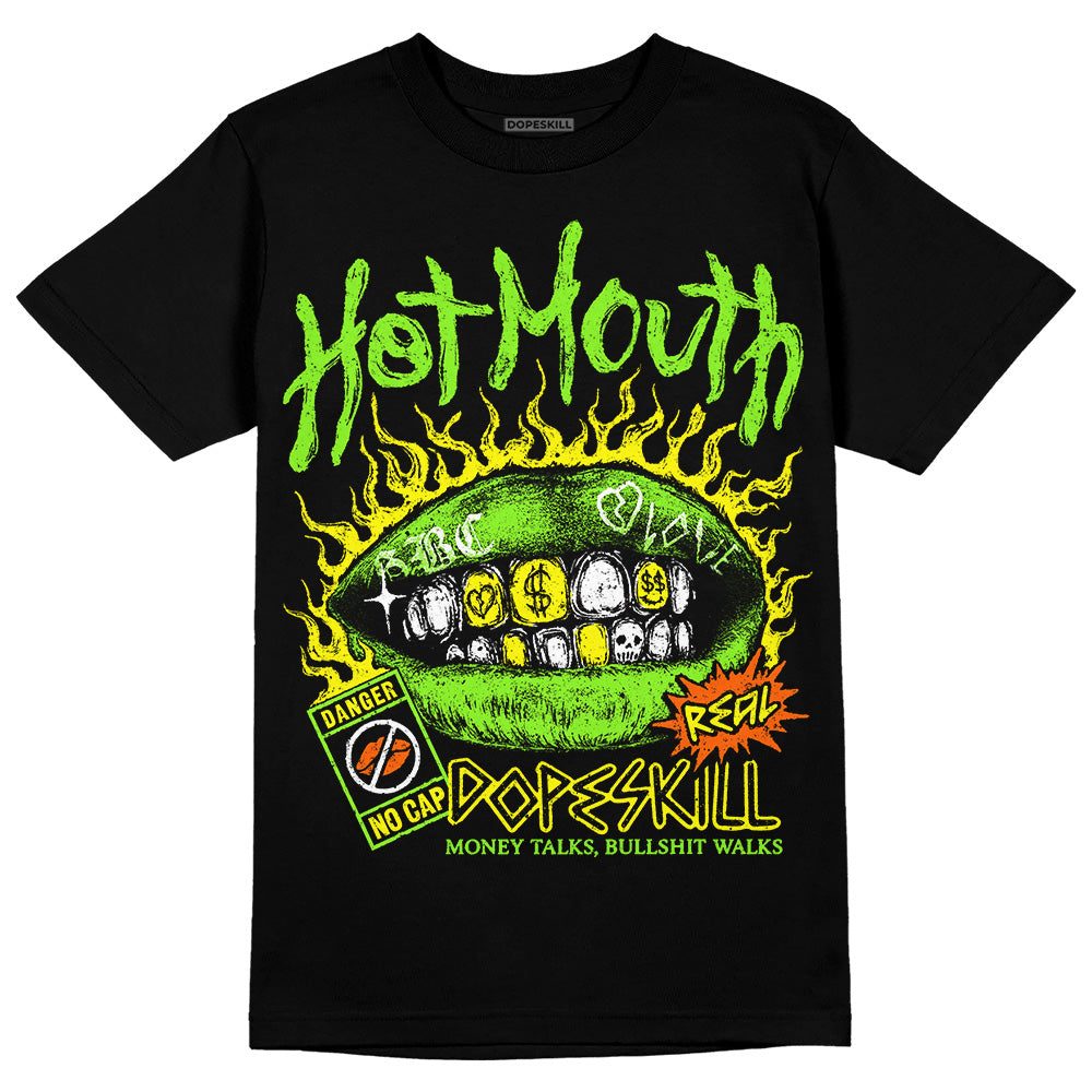 Neon Green Sneakers DopeSkill T-Shirt Hot Mouth Graphic Streetwear - Black