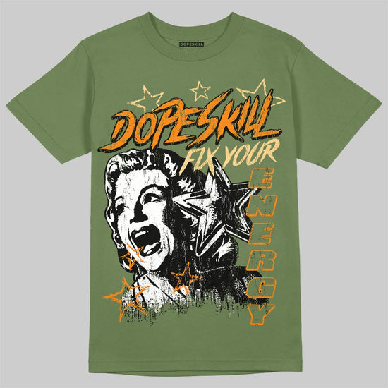 Olive Sneakers DopeSkill T-Shirt Fix Your Energy Graphic Streetwear - Military Green