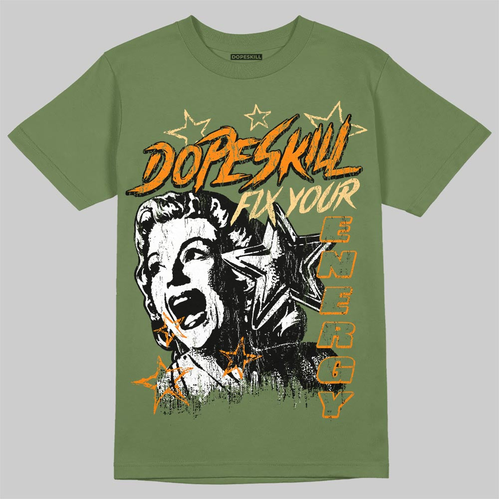 Olive Sneakers DopeSkill T-Shirt Fix Your Energy Graphic Streetwear - Military Green